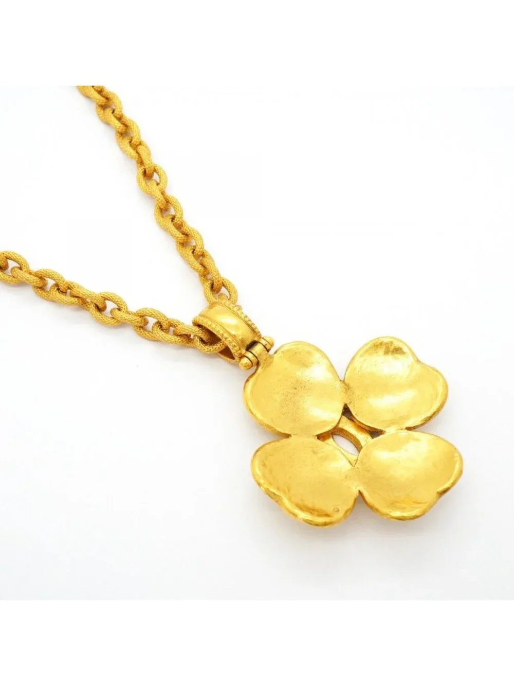 Chanel Necklace Vintage CC Logo Clover Motif Gold Plated